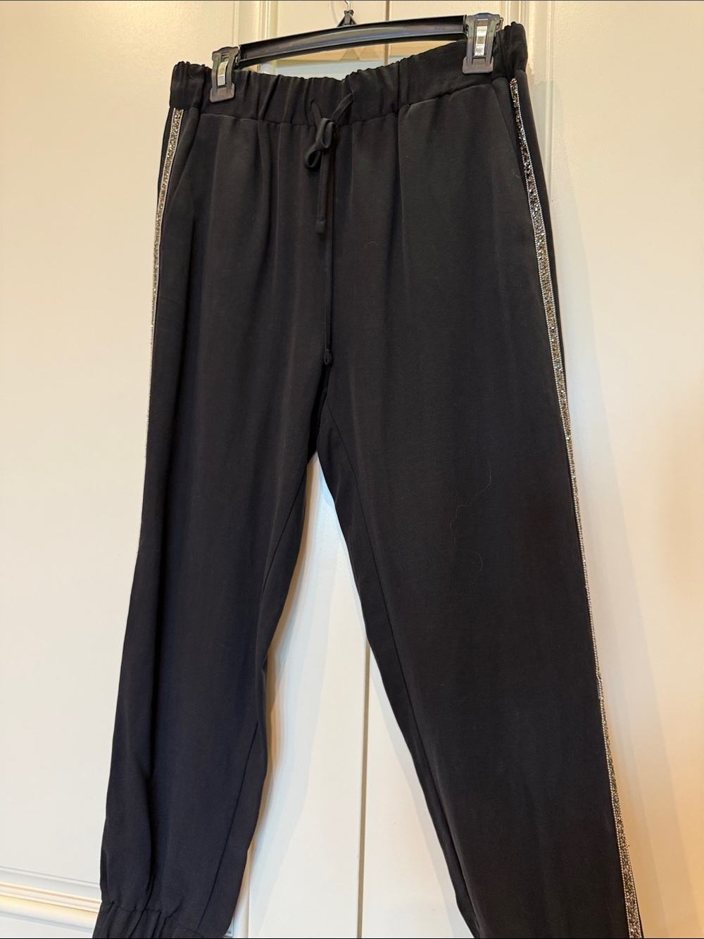 Zara Black Joggers with Metallic Side Trim